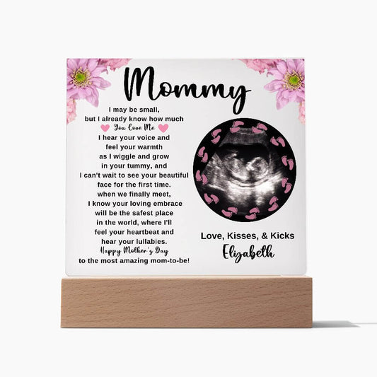 Custom Ultrasound Photo Square Acrylic Plaque Gift For Girl Mom-To-Be