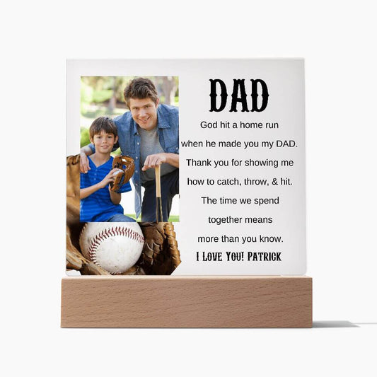 Personalized Photo Dad Acrylic Plaque - Celebrate Your Bond With A Heartfelt Gift - Hit A Home Run