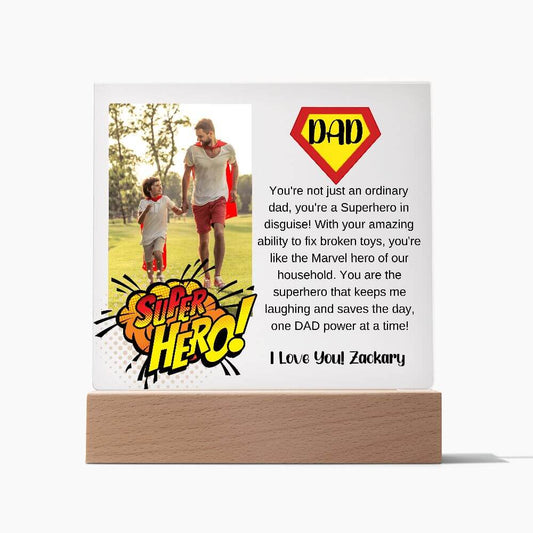 Dad Is My Superhero Personalized Photo Acrylic Plaque - Celebrate Your Dad With A Custom Keepsake