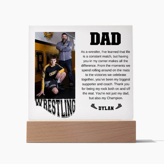 Celebrate Your Wrestling Dad Personalized Photo Acrylic Plaque Gift - Custom Name & Picture