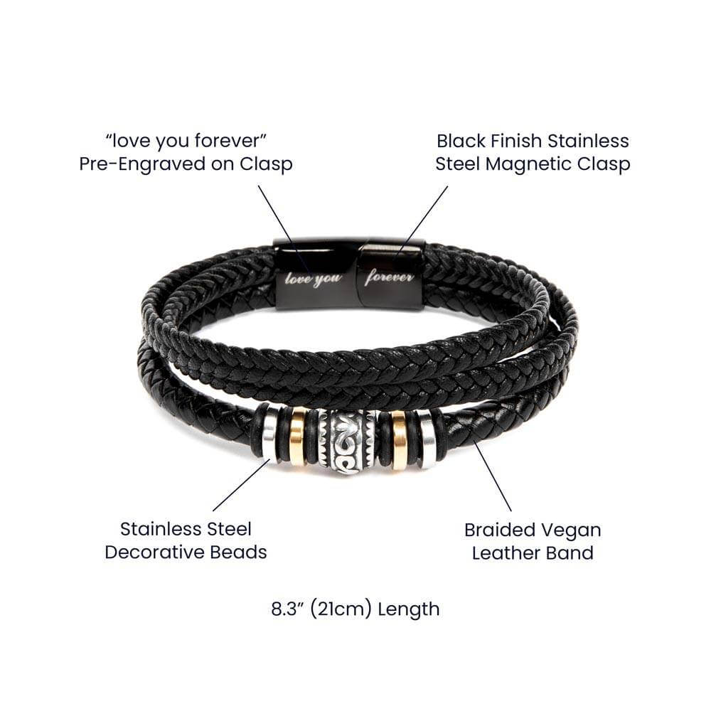 Stepped Up Dad Gift, Men's Vegan Leather Bracelet