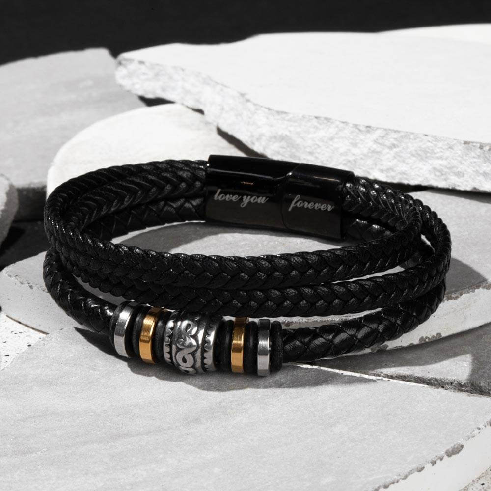 Stepped Up Dad Gift, Men's Vegan Leather Bracelet