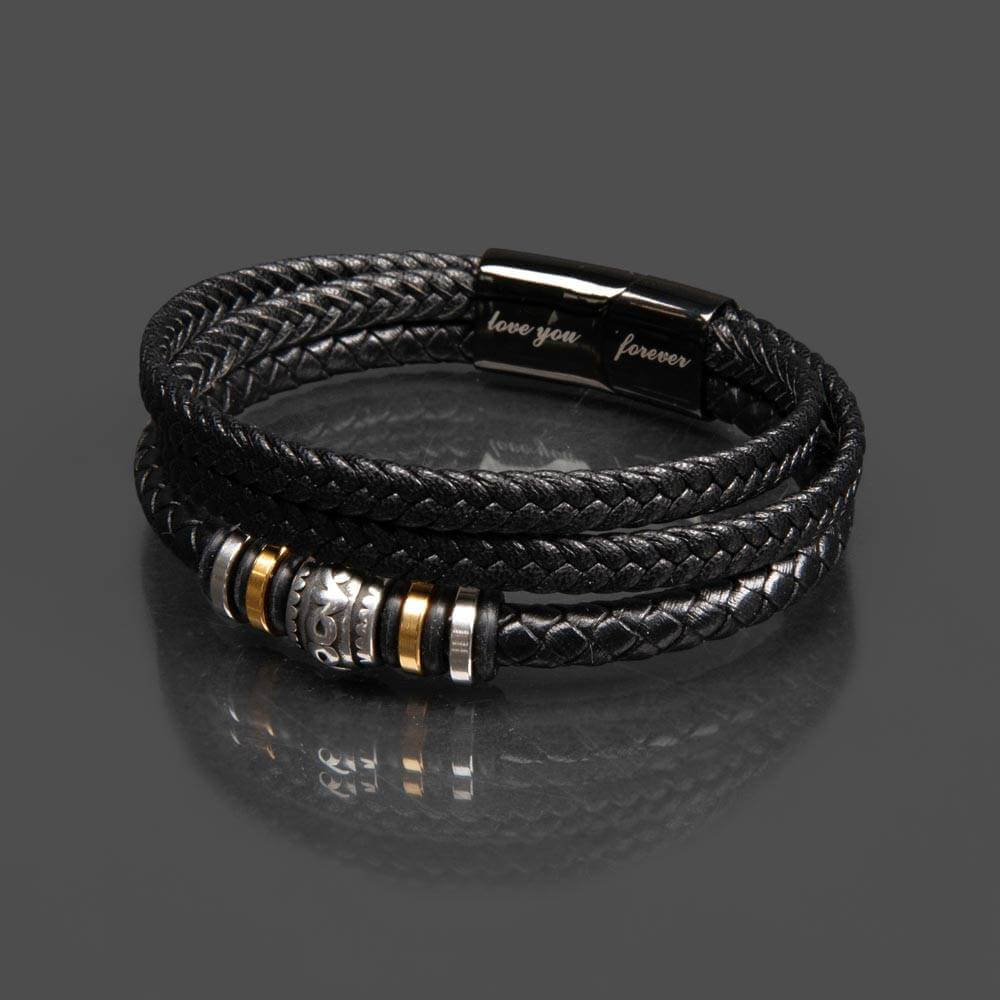 Stepped Up Dad Gift, Men's Vegan Leather Bracelet