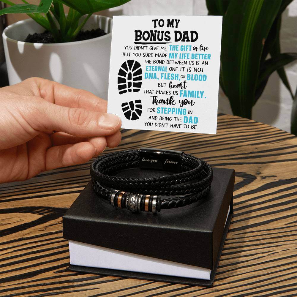 Stepped Up Dad Gift, Men's Vegan Leather Bracelet