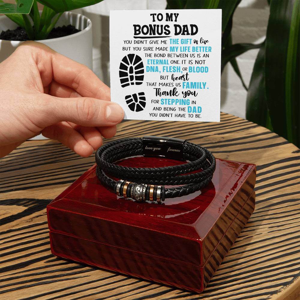 Stepped Up Dad Gift, Men's Vegan Leather Bracelet