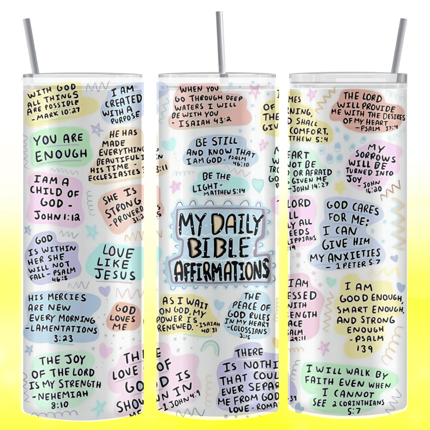 My Daily Bible Affirmations Tumbler, Christian Verses