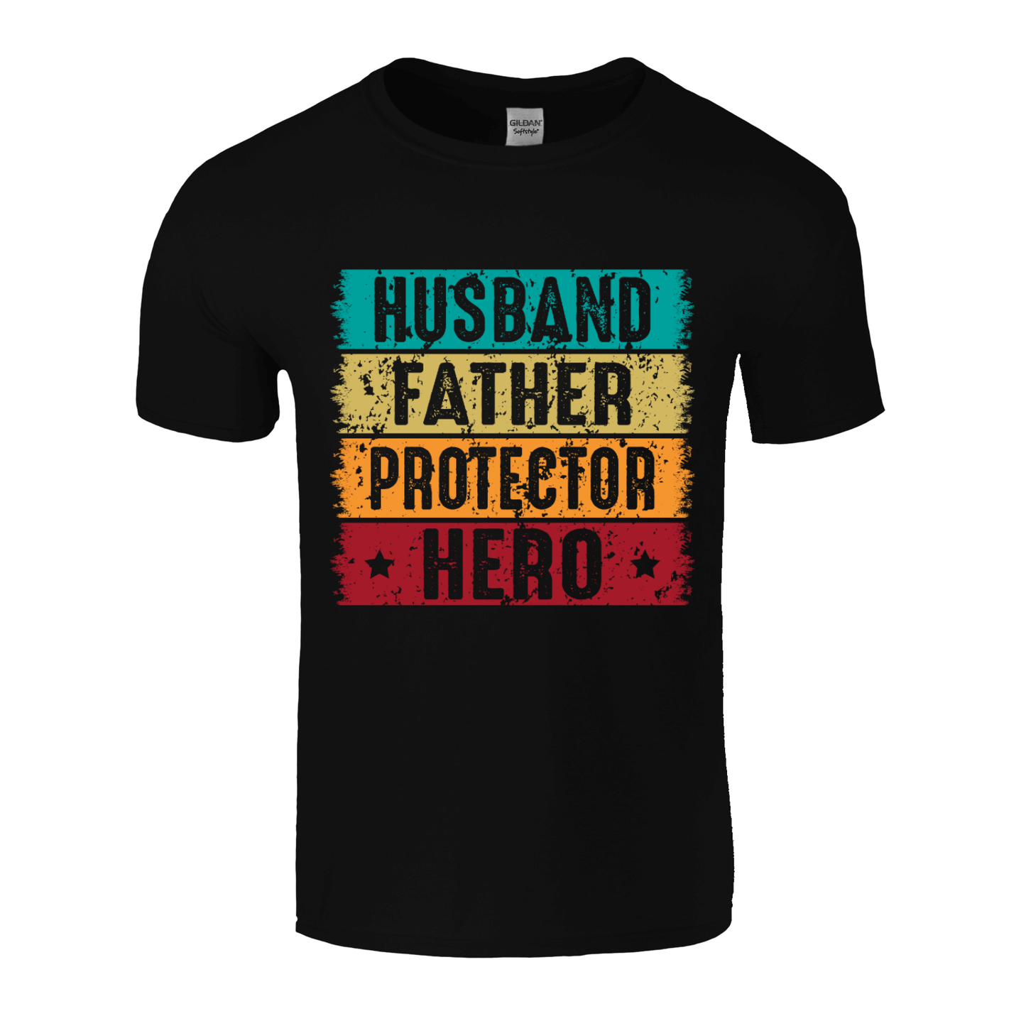 Vintage Father's Day T-shirt - Husband, Father, Protector, Hero