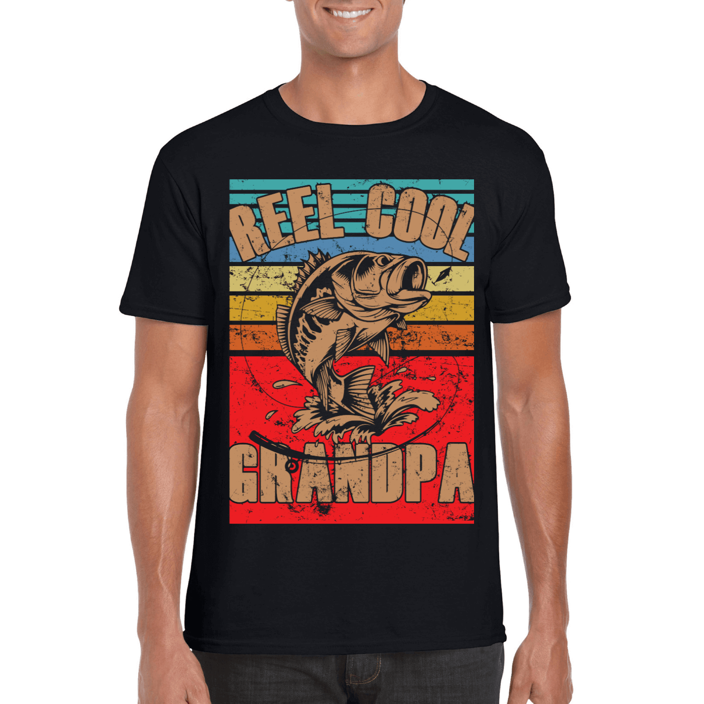 Embrace Grandpa's Cool Fishing Style - Reel Cool Grandpa Vintage Graphic T-Shirt