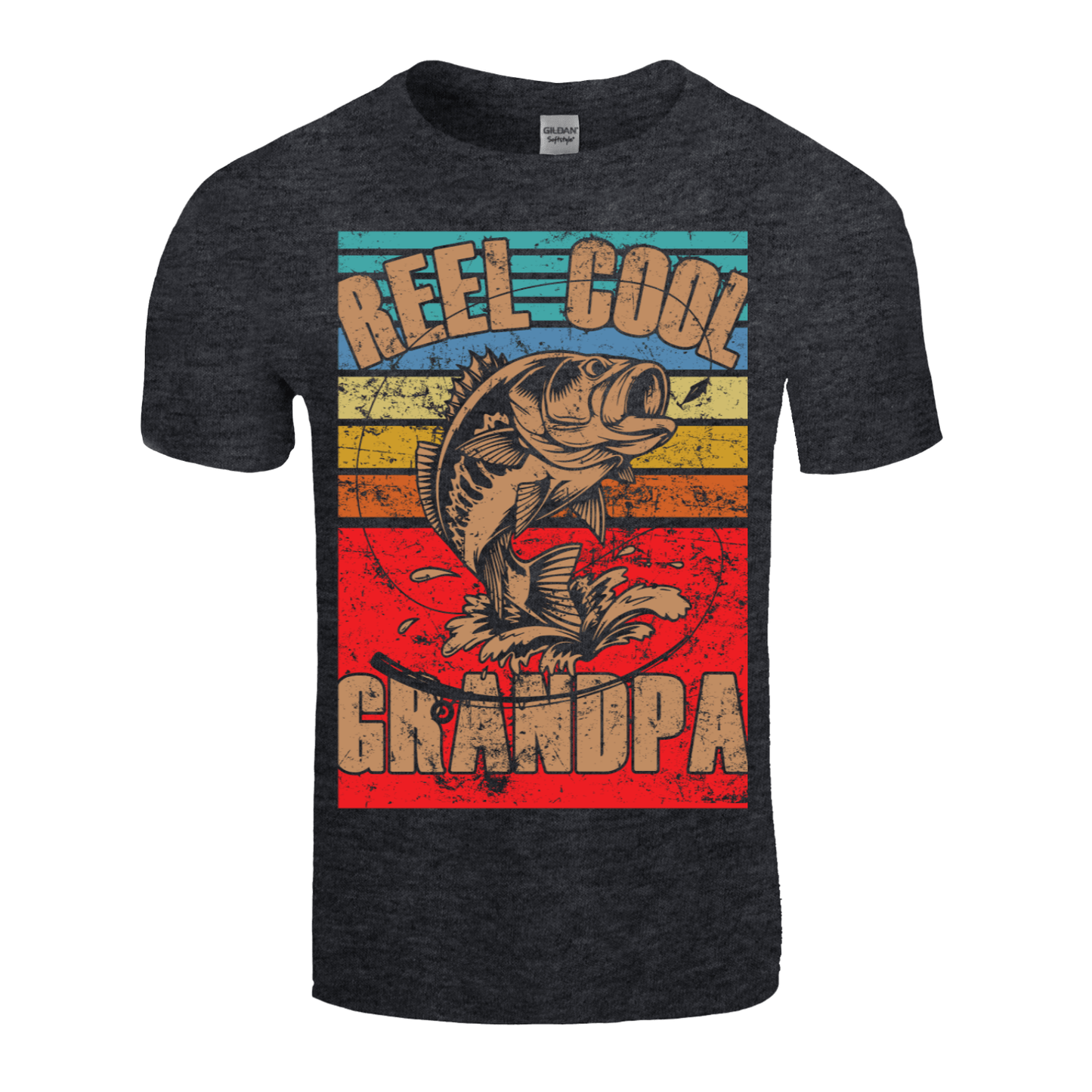 Embrace Grandpa's Cool Fishing Style - Reel Cool Grandpa Vintage Graphic T-Shirt