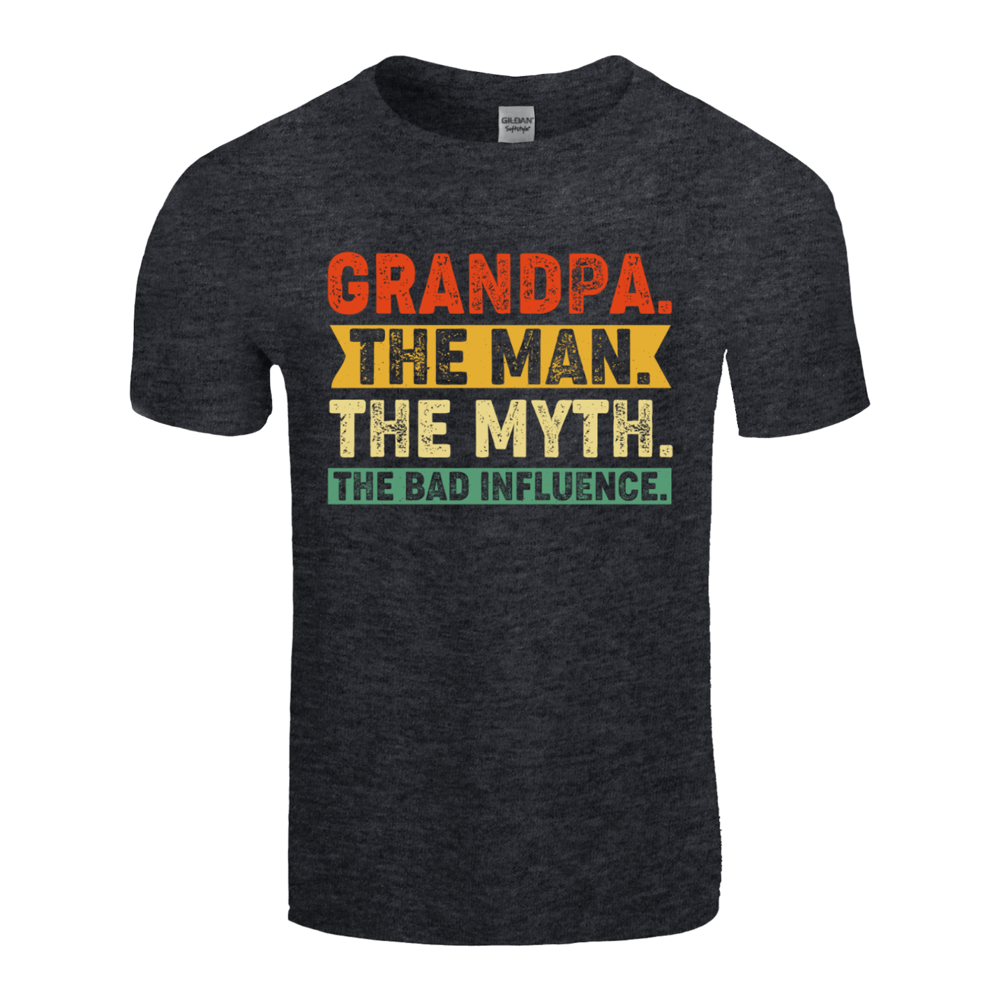 Grandpa The Man The Myth The Bad Influence Vintage Funny T-shirt