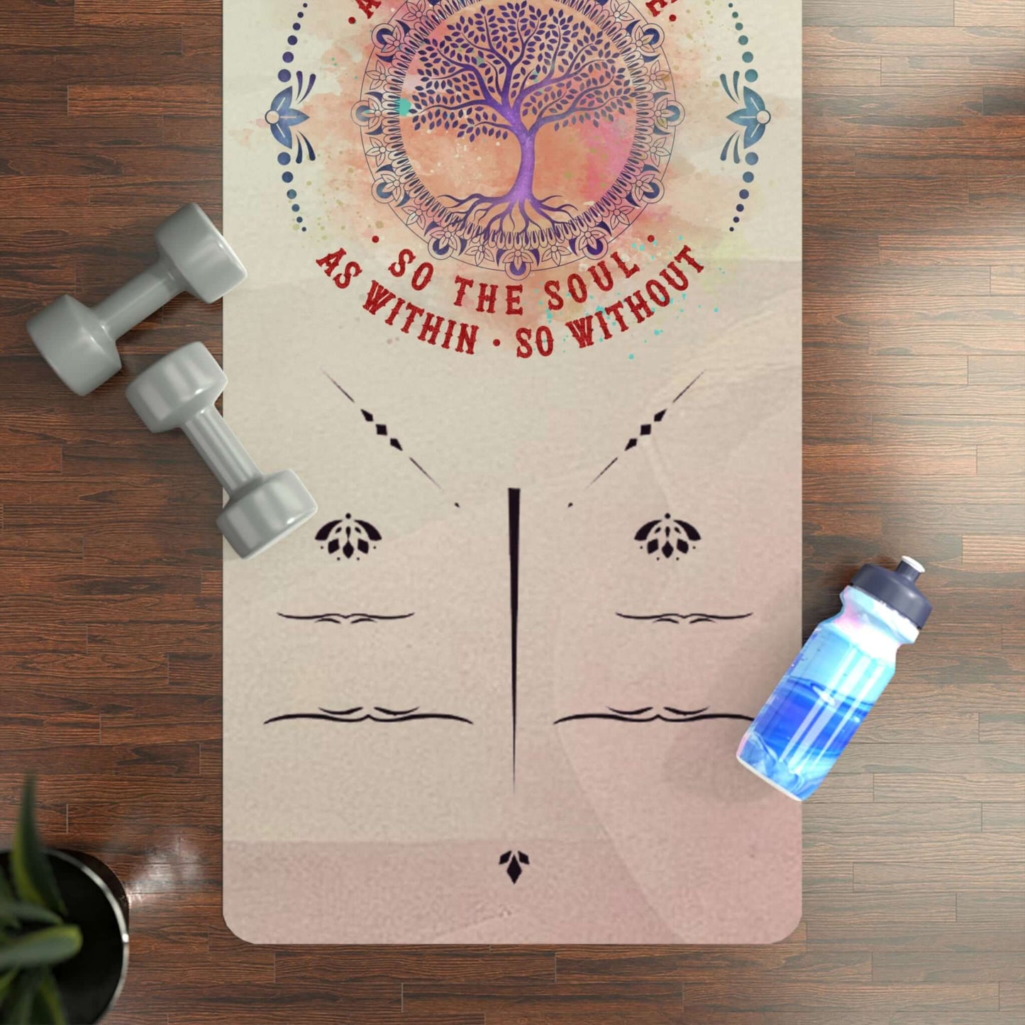 Rubber Yoga Mat - Celtic Tree of Life With Alignment System