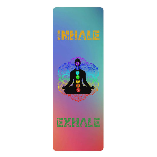 Rubber Yoga Mat Inhale Exhale Chakra Symbol