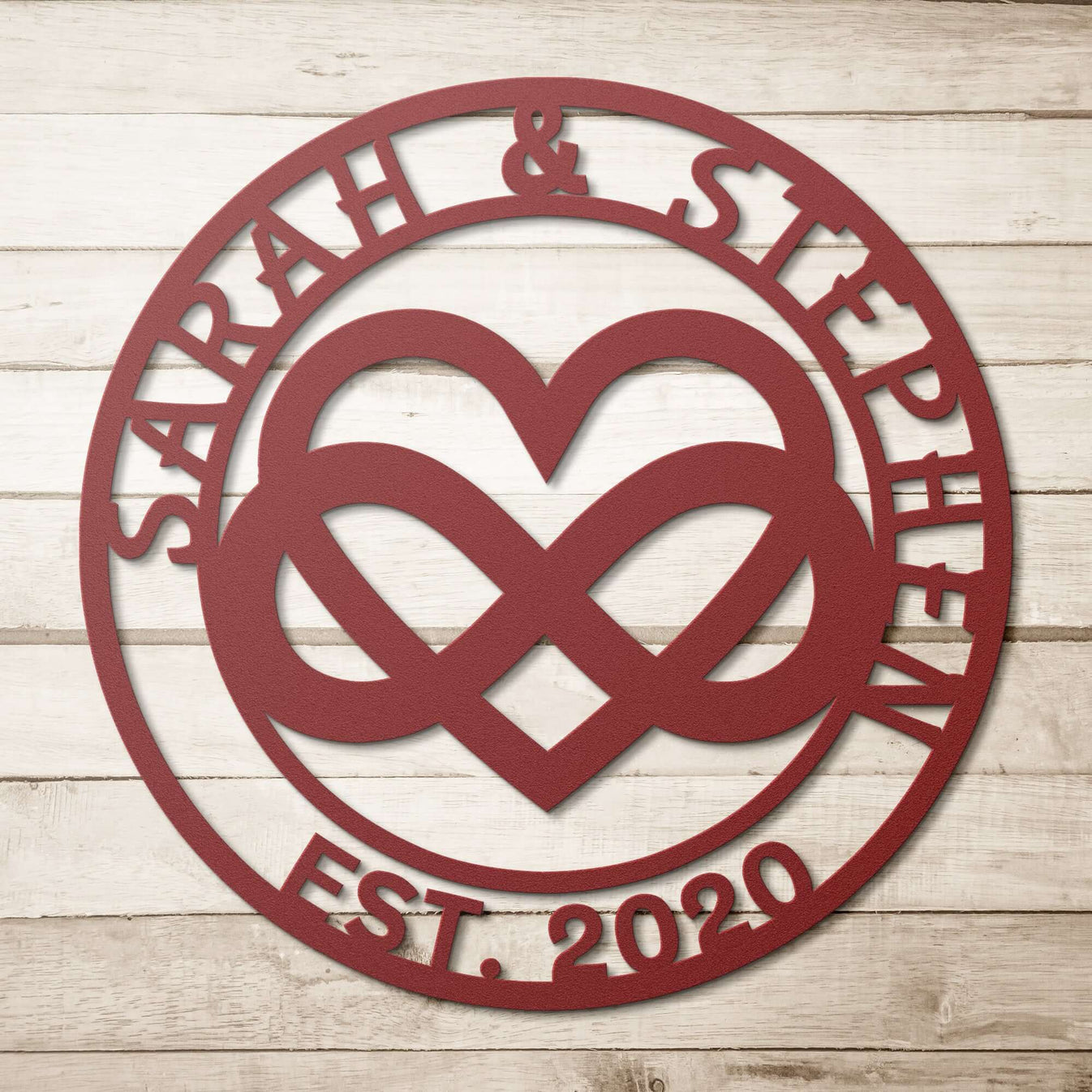 Custom Metal Wall Art Names, Est. Date Heart & Infinity Symbol Melt H