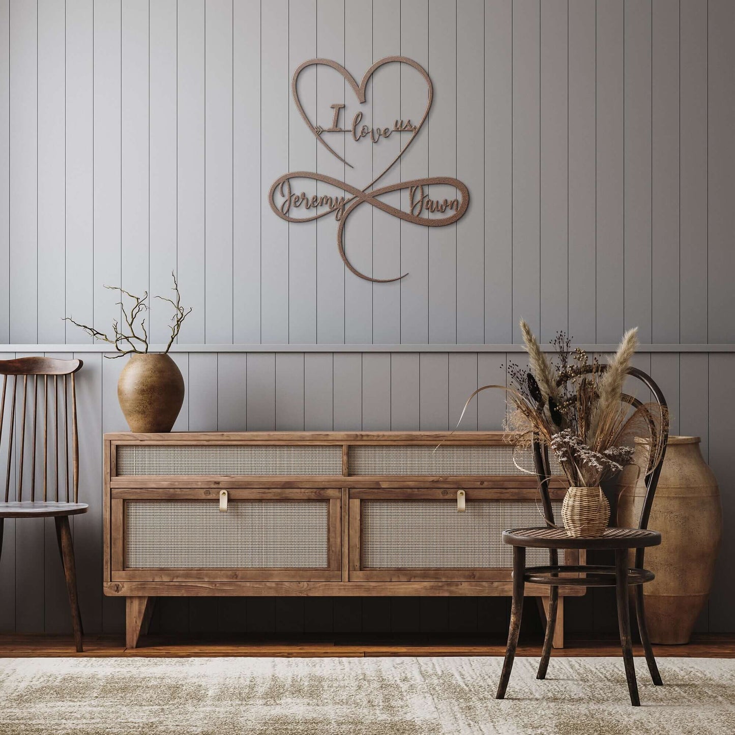 Infinity Heart Custom Metal Wall Art - Always & Forever Infinity - Personalized Names