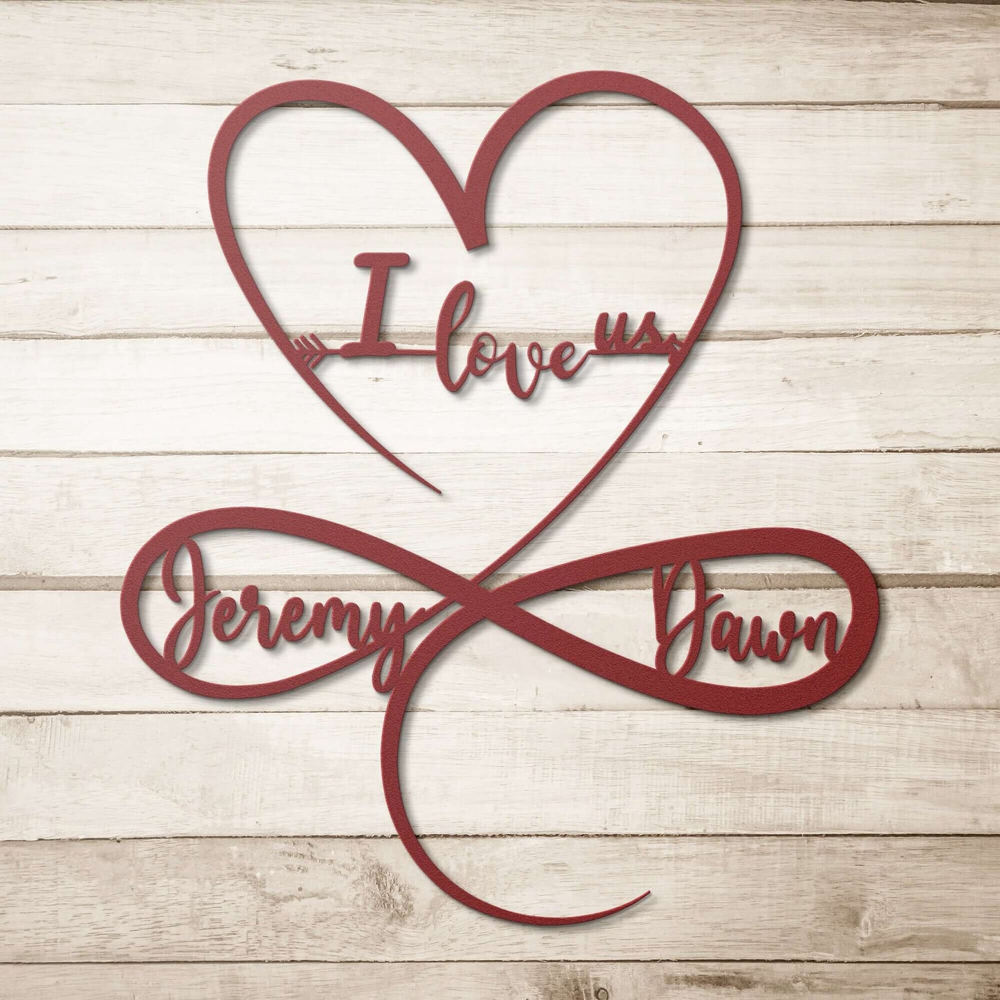 Infinity Heart Custom Metal Wall Art - Always & Forever Infinity - Personalized Names