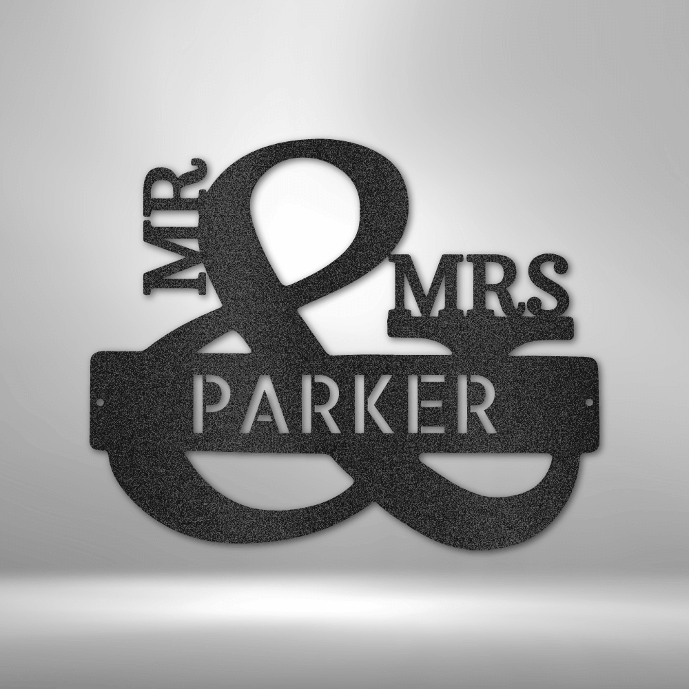 Couples Monogram - Steel Sign - Mr. & Mrs. Last Name Personalized Family Name Sign