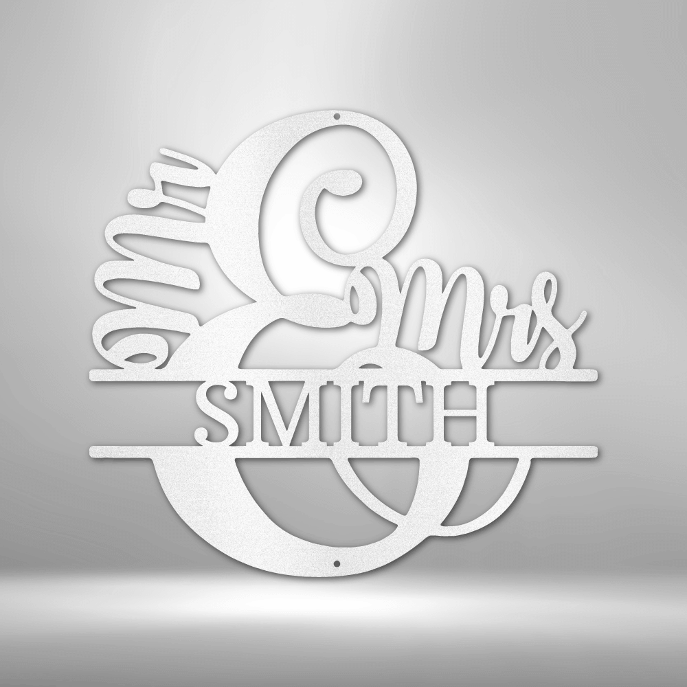 New Couples Monogram - Steel Sign - Mr and Mrs Last Name Metal Wall Art Sign