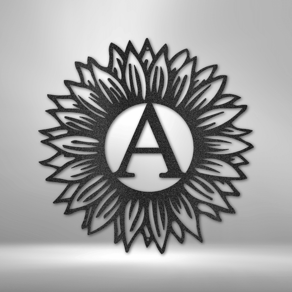 Sunflower Initial - Steel Sign - Metal Wall Art - Custom Monogram Sign