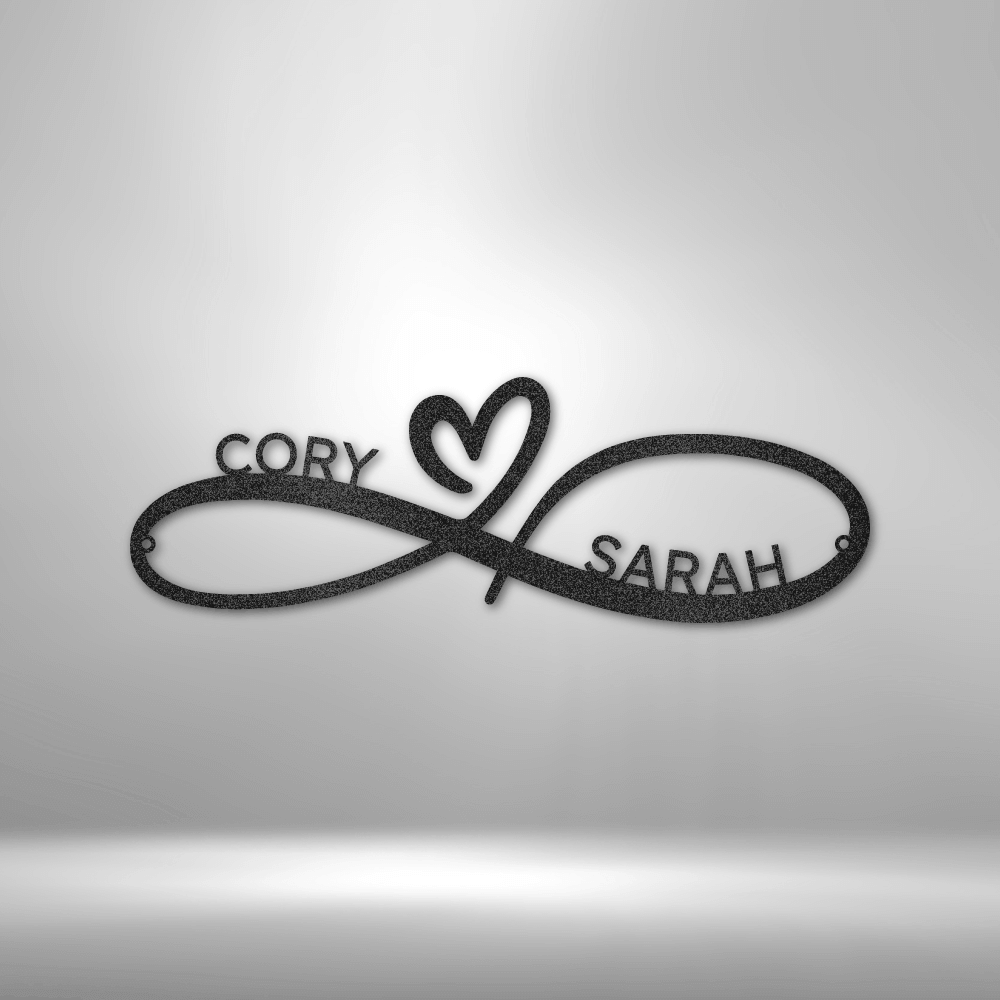 Infinity Couples Monogram - Heart Infinity Personalized Name Metal Wall Art