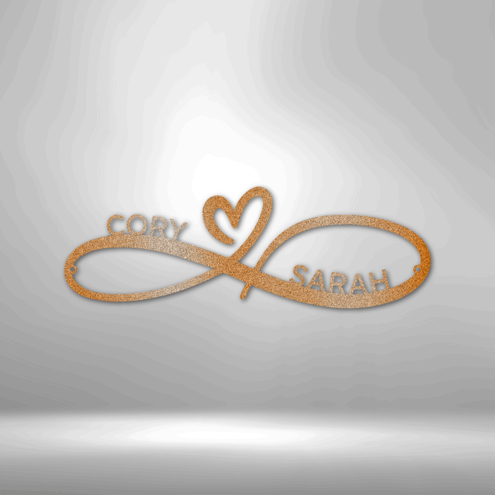 Infinity Couples Monogram - Heart Infinity Personalized Name Metal Wall Art