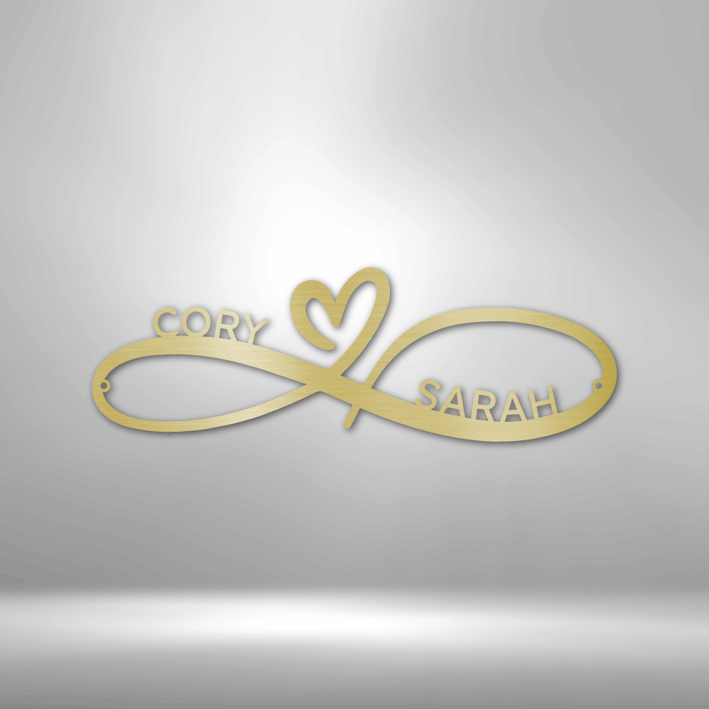 Infinity Couples Monogram - Heart Infinity Personalized Name Metal Wall Art