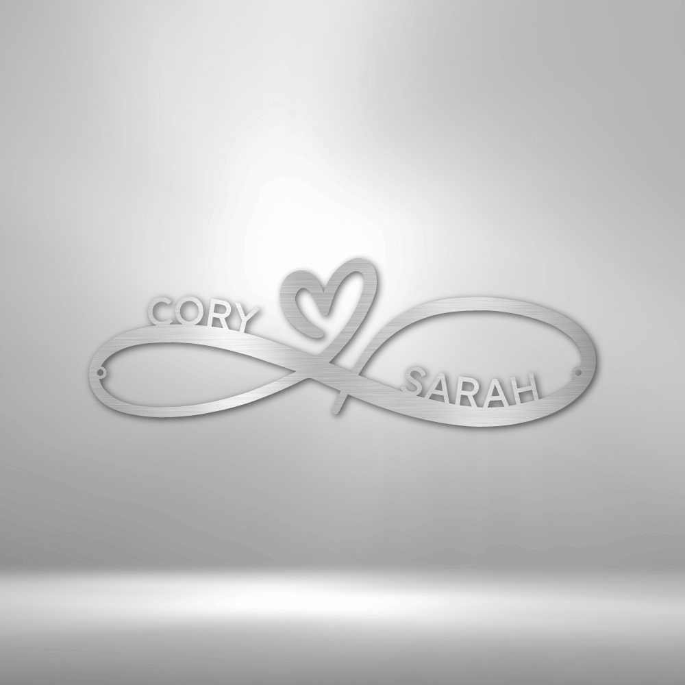 Infinity Couples Monogram - Heart Infinity Personalized Name Metal Wall Art