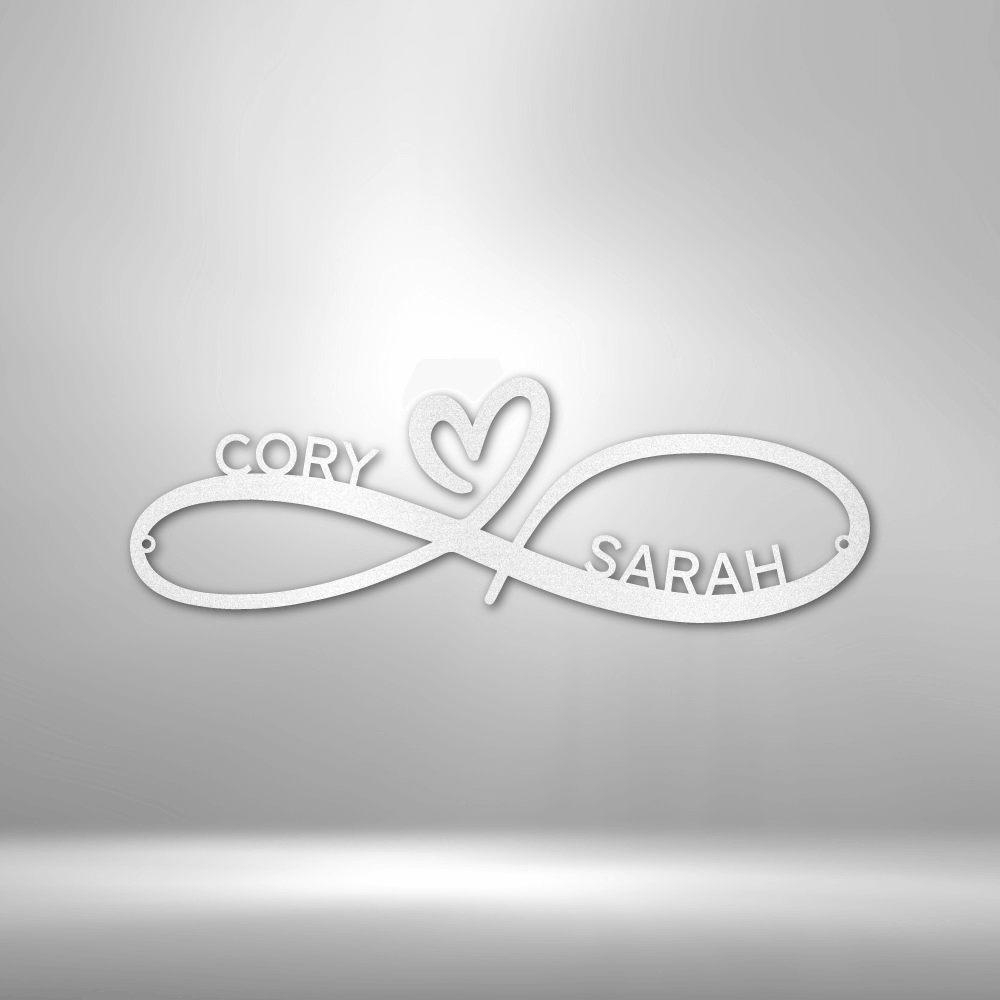 Infinity Couples Monogram - Heart Infinity Personalized Name Metal Wall Art