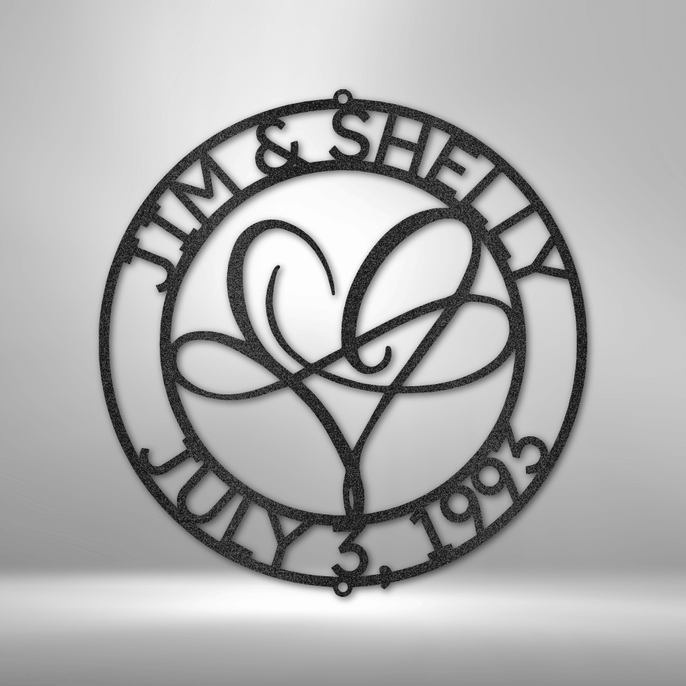 Infinite Love Monogram - Steel Sign - Heart Infinity Personalized Name & Date Metal Wall Art