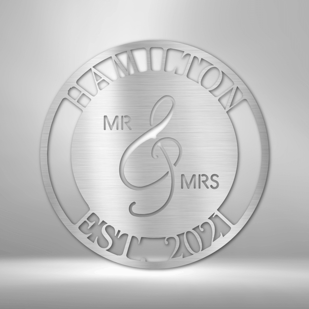 Mr. and Mrs. - Steel Sign - Custom Family Name Metal Wall Sign