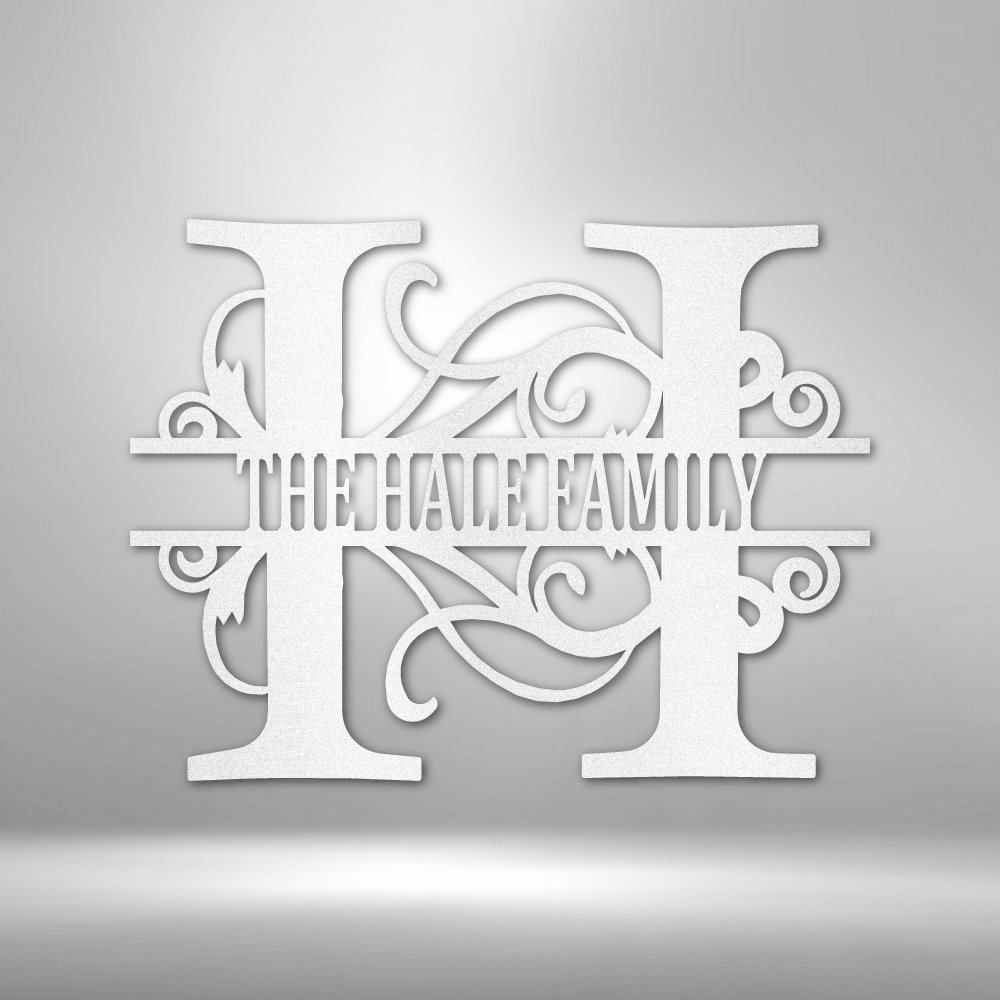 Split Letter Monogram Personalized Family Name Metal Wall Sign