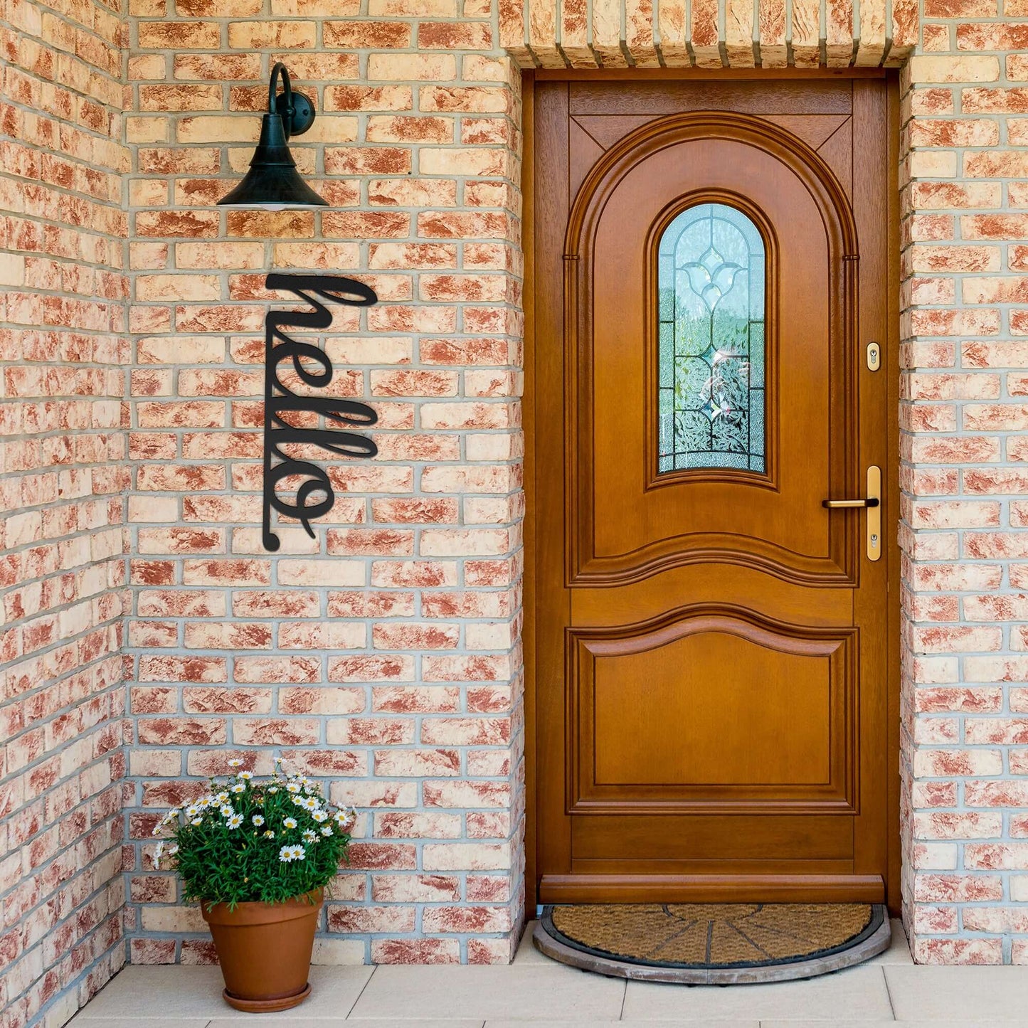 Metal Hello Sign, Front Door Decor, Vertical Wall Art