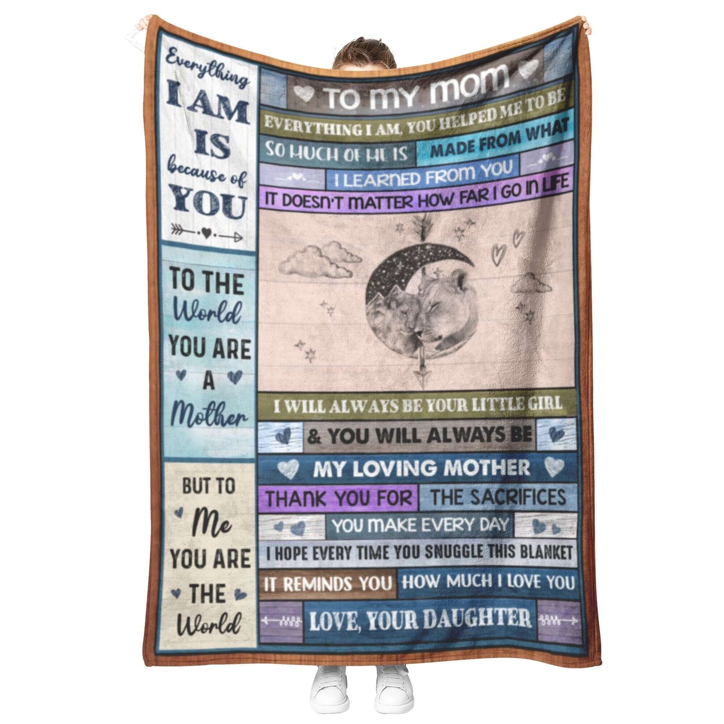Mom Gifts, To My Mom Blanket, Mom Gift From Daughter, Everything I Am Is Because Of You, Throw Blanket, Blanket Gift For Mom