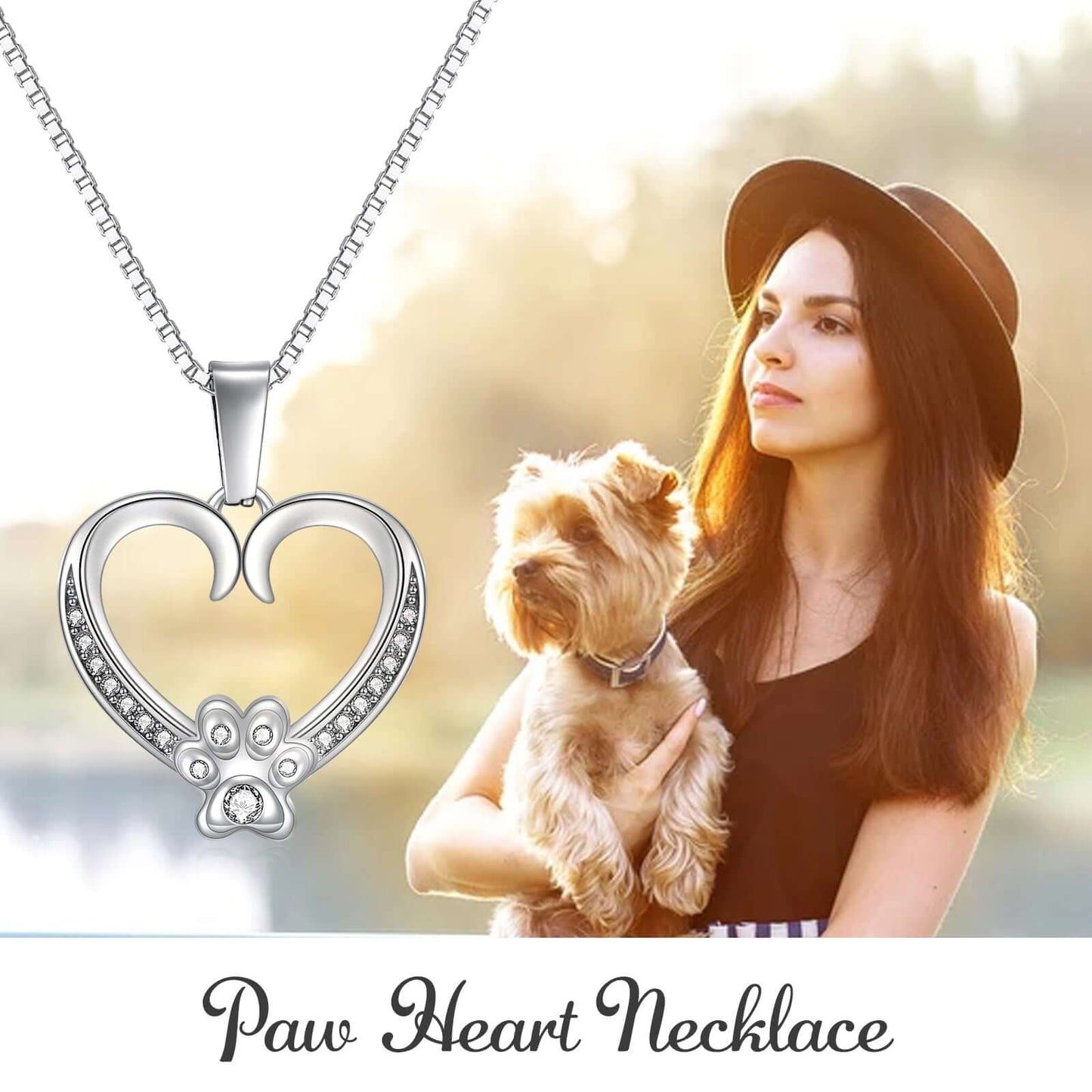 Paw Heart Necklace With Lumenglass Stand - To The Worlds Best Dog Mom