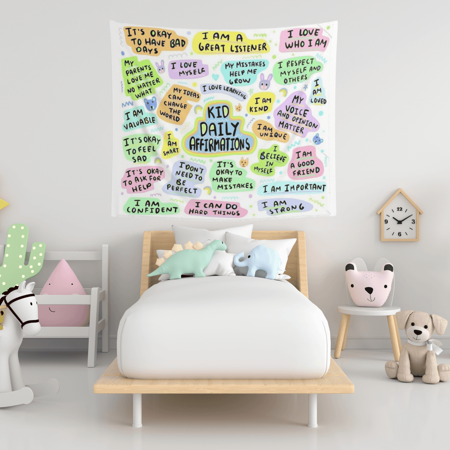 Kid Daily Affirmations Wall Hanging - Positive Wall Art Tapestry
