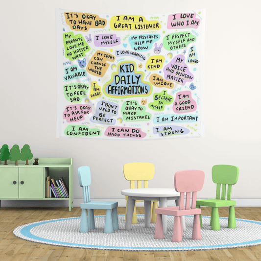 Kid Daily Affirmations Wall Hanging - Positive Wall Art Tapestry