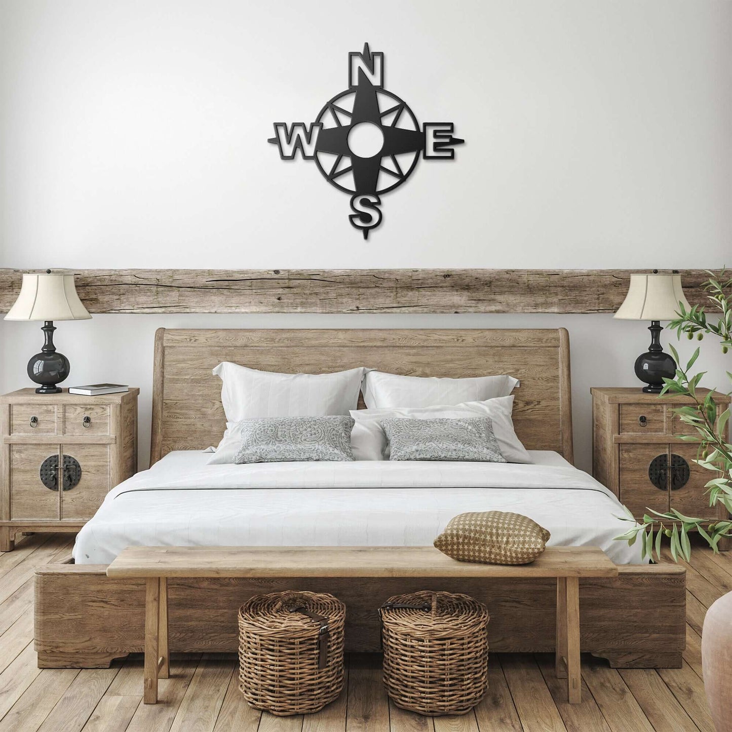 Round Compass Wall Decor - Steel Sign Of A Compass