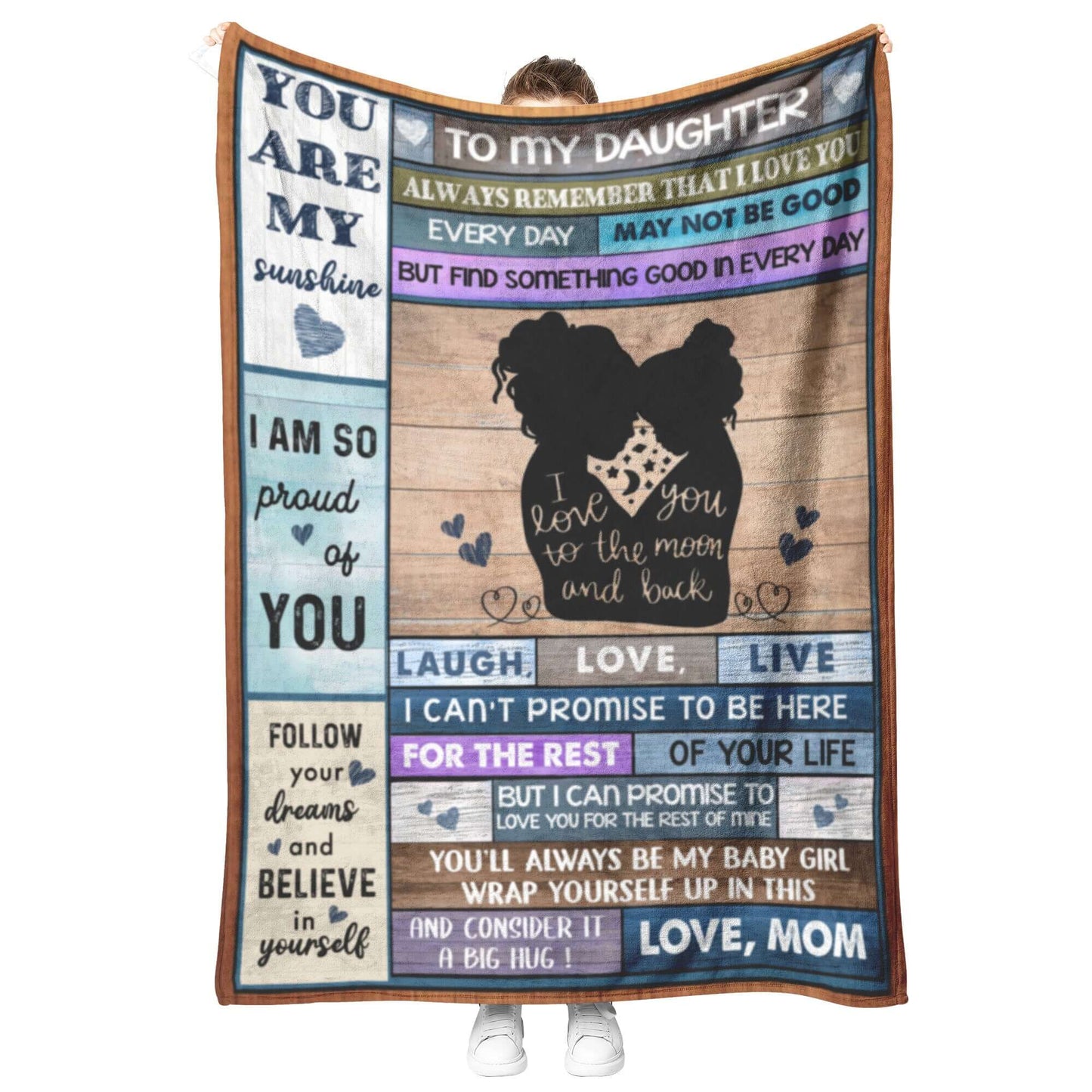 To My Daughter I Love You To The Moon And Back Blanket, Gift For Your Daughter, Your Little Girl, Throw Blanket