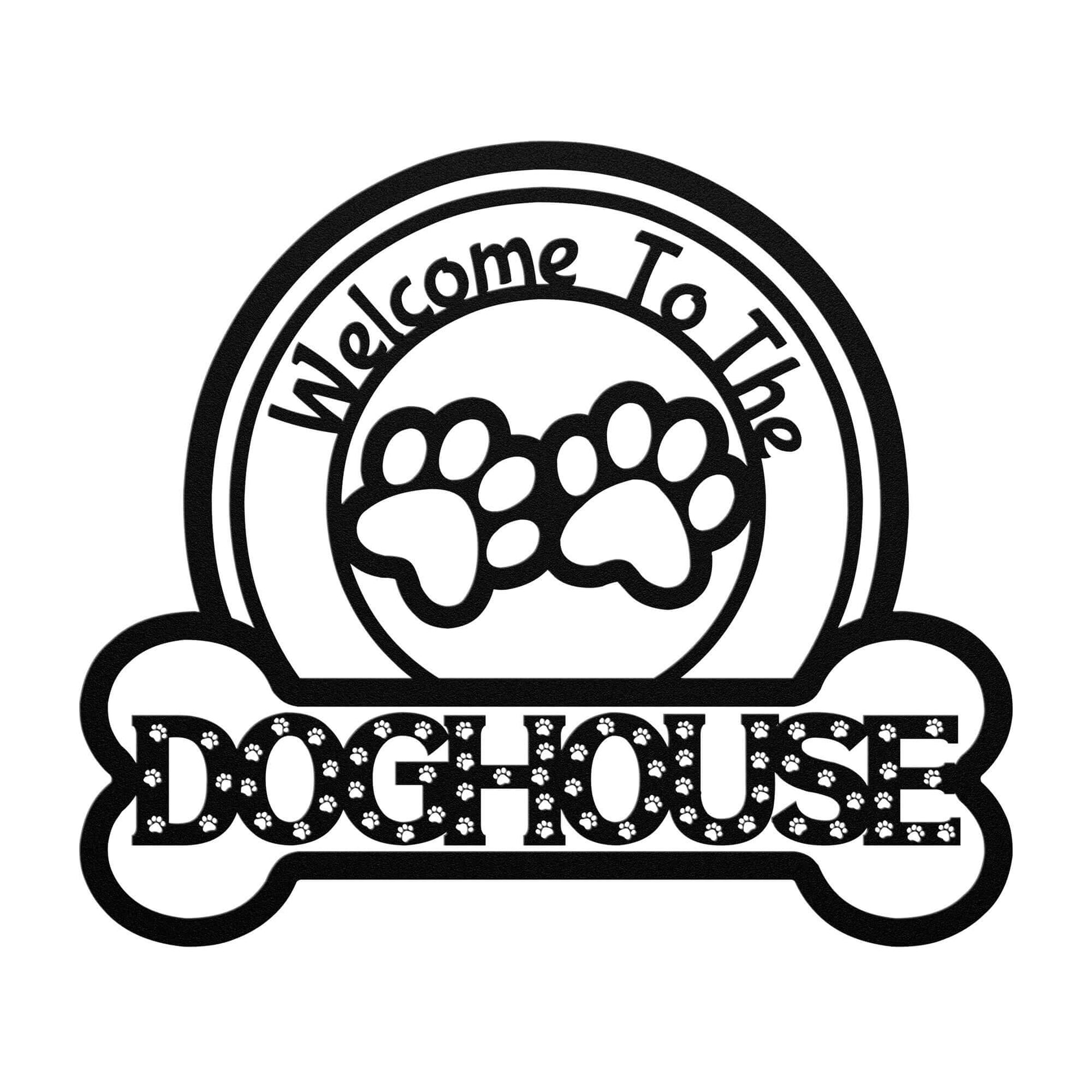 Welcome To The Doghouse Metal Sign, Dog Sign For Home, Dog Sign Decor, Metal Wall Art, Metal Wreath, Outdoor Welcome Sign - Always Essential Gifts