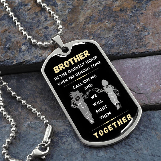 Call On Me Brother Dog Tag Necklace Chain, Brother For Life, Call On Me Brother Fist Bump, To My Brother, Bro
