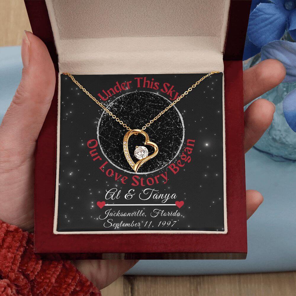Customizable Heart Necklace Gift, Personalized Star Map, Perfect For Girlfriend, Wife, or Soulmate