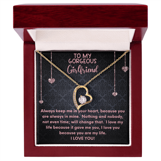 Forever Love Necklace For Girlfriend - To My Gorgeous Girlfriend Heart Necklace Gift