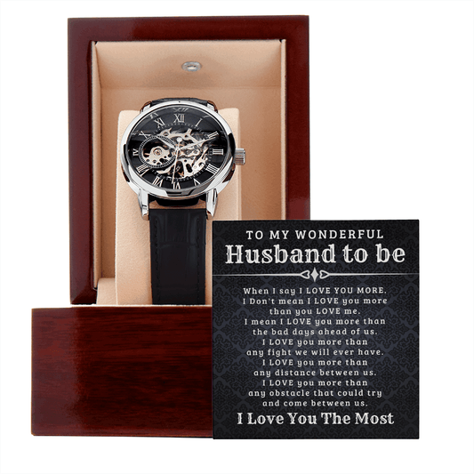 Husband To Be Gift - Wedding Day Gift Exchange - Engagement Gift To Groom - Skeleton Watch For Groom From Bride