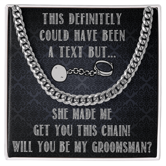 Groomsman Gifts For Wedding - Groomsman Proposal Cuban Link Chain - Mens Necklace Gift - Will You Be My Groomsman Gift