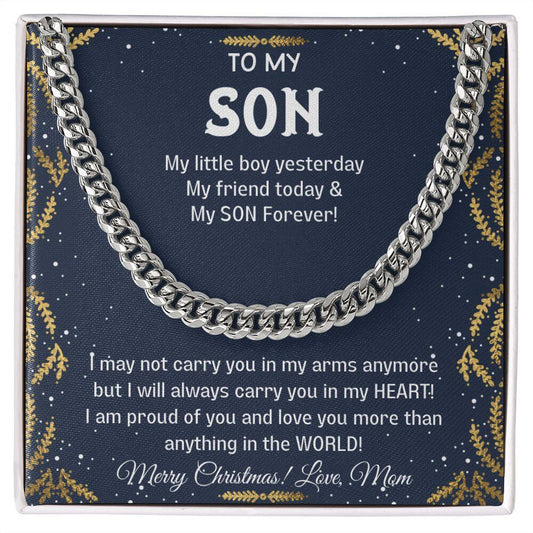 To My Son From Mom, Cuban Chain Gift To Son, Christmas Necklace To Son Love Mother