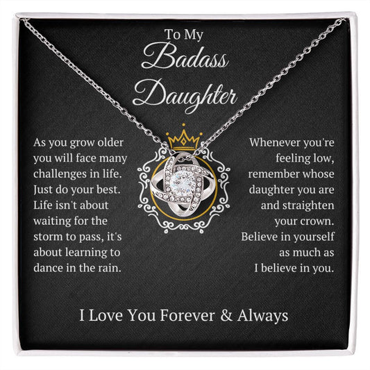 To My Badass Daughter Love Necklace From Mom Or Dad, Gift For Daughter Necklace, Straighten Your Crown