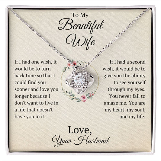 To My Beautiful Wife Necklace, Gift For Anniversary Valentine's Day Christmas, I Love You Gifts For Wife