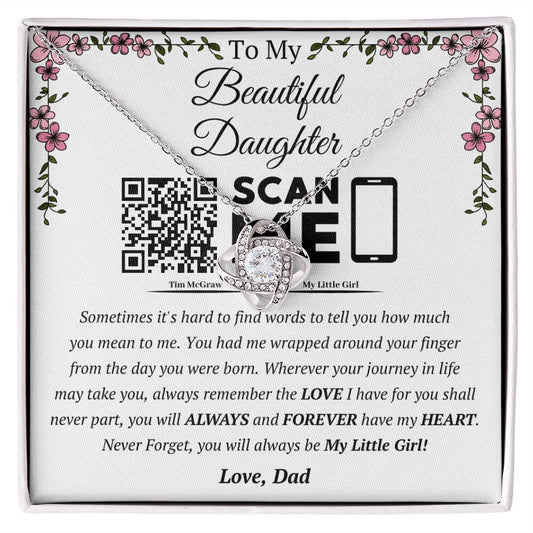 To My Beautiful Daughter Love Knot Necklace - Wrapped Around Your Finger - Always Be My Little Girl Love Dad