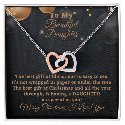 To My Beautiful Daughter Heart Necklace, Christmas Gift To Daughter From Mom Or Dad