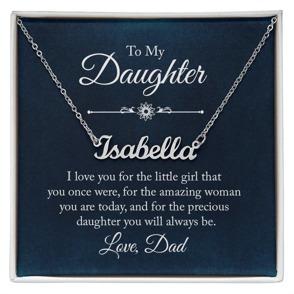 To My Daughter Name Necklace, Custom Name Necklace Gift To Daughter Love Dad
