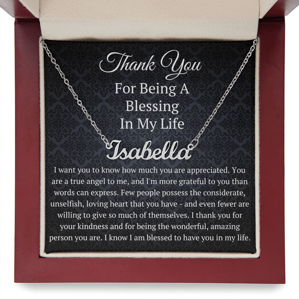 Thank You For Being A Blessing In My Life Name Necklace, Personalized Name Necklace, You Are Appreciated